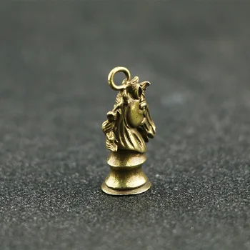 Medenina Ročno Šahovski Konj Obesek za Keychains Baker Kitajski Zodiak Konjsko Glavo obeski za ključe Obesek za Avto Ključ Visi Moški Nakit