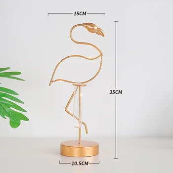 Preproste Ustvarjalne Zelenih Rastlin Vaza Flamingo Hydroponic Zlato Svetlobo Kovanega Železa Hydroponic Kovinske Obrti Doma Okraski Okraski