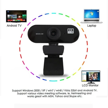 USB Gonilnik Free Plug N Play Spletna Kamera 2K HD Spletna kamera z Mikrofonom za Smart TV na PC Široki Video Delo Doma Dodatki