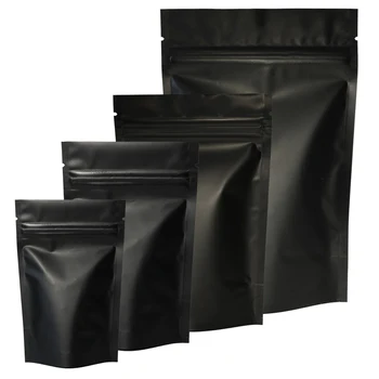 Matte black Paket Vrečke zip lock aluminijaste vrečke s toplotno seable vrečko za shranjevanje Stand Up Vrečko debelo večino paketne