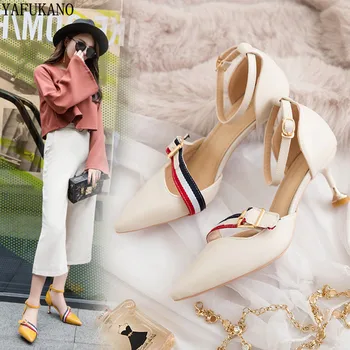 2020 novi korejski opozoril stiletto visokih petah preprosta modna plitvo usta womens čevlji temperament elegantno eno čevlji