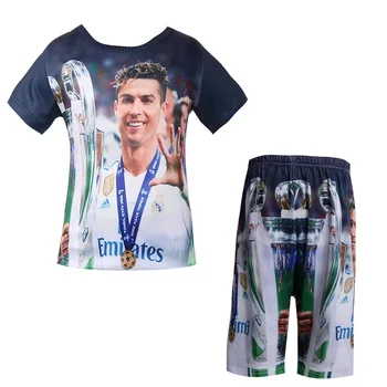 Baby fantje t shirt nastavite Konkurence ekipa enotna Pravi Nogometni star t-shirt 3D Madrid C Ronaldo risanka Otroci kratke hlače oblačila