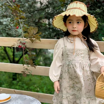 MILANCEL Jeseni newKorean dekliška oblačila ruffle oblačenja za dekleta perilo, obleko in cvetlični camisole obleko 2 kos otroci obleko za girs