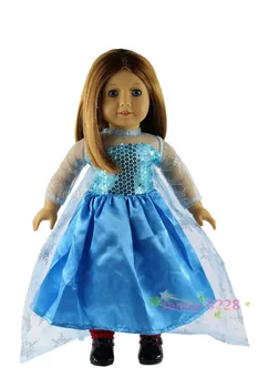 Lutka Obleko Ročno Elsa je Modra Princesa Obleko za 18
