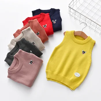 Newborn Baby Jopica Risanka Kuža Pletenih Otroka Telovnik Za Boys&girls School Uniform Slog Pulover otroška oblačila