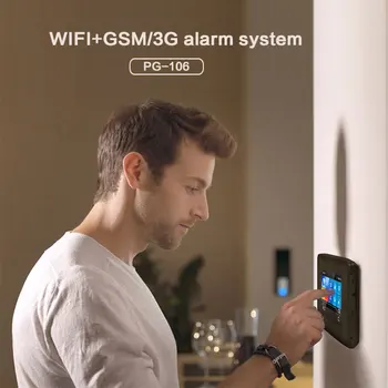 4.3 Palčni zaslon, občutljiv na Dotik, WIFI GSM Brezžični Protivlomni Home Security Alarmni Sistem S Senzor Gibanja TUYA App je Združljiv Z Alexa
