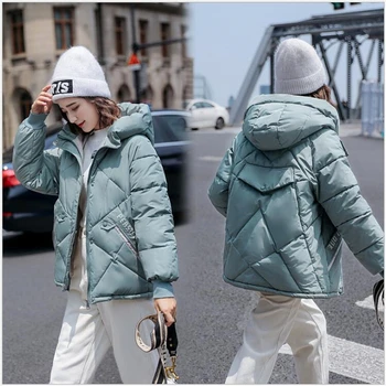 2020 nove Zimske Hooded Suknjič Oblazinjeni zimske Ženske plašč korejski Študent Zgostitev bombaž, Oblazinjeni ženski parka Manteau Femme G802