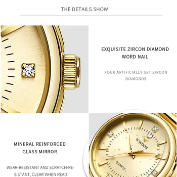 2020 WWOOR Modne blagovne Znamke Gospe Ure Luksuzni Diamond Rose Zlata Ženske Zapestnico Watch Elegantno Obleko Pazi Za Dekleta montre femme
