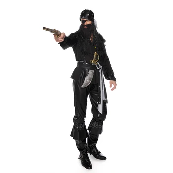 Pirat Kapitan Kostumi za Odrasle Moške Pirat Noša Cosplay Set za Ženske Halloween Party Pirati Obleko Gor Karneval Plus Velikost Fancy