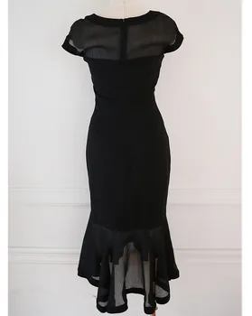 2020 Nove Črne Čipke Obleko Elegantno Ruffle Votlih iz Bodycon Formalno Stranko Obleko Klub Poletje Vestidos