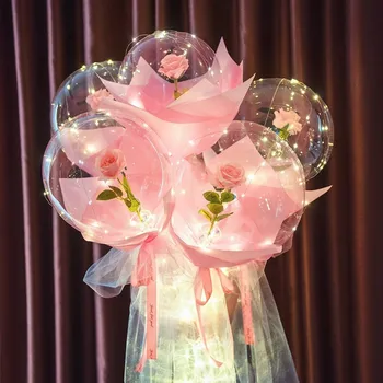 4pc Led Luči Z Rose Cvet Baloni za Rojstni dan Poročni Dekoracijo Jasno Cvet Kroglice Led Svetlobna Balon Rose Šopek Hotsale