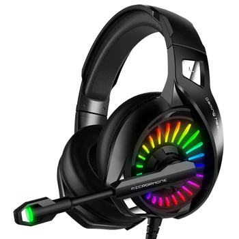 Žično Gaming Slušalke za Računalnik PS4 Led Luči Gaming Slušalke z Mikrofonom Nastavljiv Bass Stereo