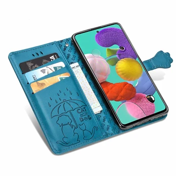 Mehko Cat & Dog Vzorec Primeru Telefon Za Samsung Galaxy A51 A515F Usnjena torbica Za Samsung A51 A71 A11 A01 A50 A10 A20 A40 A70 Primeru