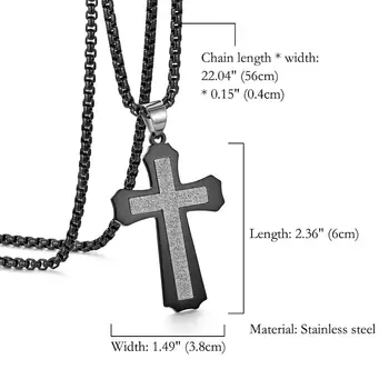 BONISKISS Klasičnih Dvojni Križ Obesek Ogrlice Za Moške iz Nerjavečega Jekla Moški Obesek Ogrlica Molitev Verske Nakit Darilo