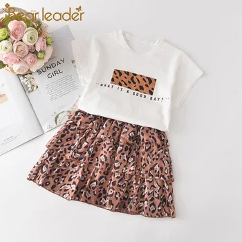 Medved Leader Otrok Dekliška Oblačila Od 3-7 Let Otroci Obleko Leopard Tiskanja Vzorec Bombaž Modnih Oblačil, Vzporedno Kostume Priložnostne Dekle