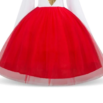 Božič Deklice Dolg Rokav Obleka Sequins Srce Za Otroke Obleke Za Dekleta Princesa 3-8Yrs Vestidos Božič, Novo Leto Kostum