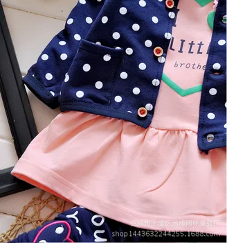 Otrok 4 Dekleta Nastavite 3pcs Oblačil Roza Pika Princesa Obleko Baby Dolgo Oplaščeni Jeseni Trenirko Otroci Priložnostne Oblačila Sklop Sportsuit