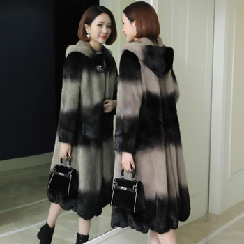 Mink 2021 Nove Zimske Pravi Fur Coats Ženska Obleka Ohlapno Plus Velikost 4xl Visoke Kakovosti Jakno Zgostitev Toplo Luksuzni Suknji Vrhovi