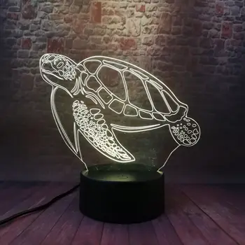 Morska Želva Animel Slika Model 3D Iluzije LED Lučka 7 Pisane Spreminjanje Dotik Nočna Flash Igrače