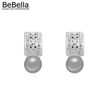 BeBella trendy pearl stud uhani načrta za žensko, narejen s Kristali Swarovski za ženske, darilo