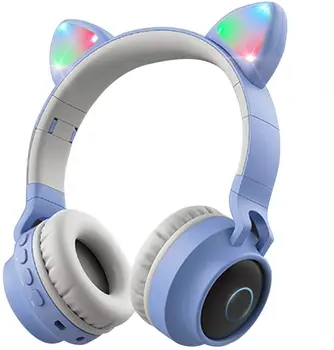 Brezžična tehnologija Bluetooth Otroci Slušalke, Aresrora Mačka Ušesa Bluetooth Nad Uho Slušalke Glasnost 85 db Omejitev,LED Luči, TF Kartica