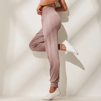 Ženske široko vitka belušno ohlapno fit fitnes vadbo activewear dokolenke okolju prijazno roza lahki joga znoj hlače