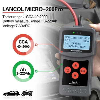 MIKRO-200 PRO Akumulator Tester 12v 24v Multi-Language Digitalni AGM EFB Gel Avtomobilske Vstavite Baterijo Sistem Analizator za Avto Moto