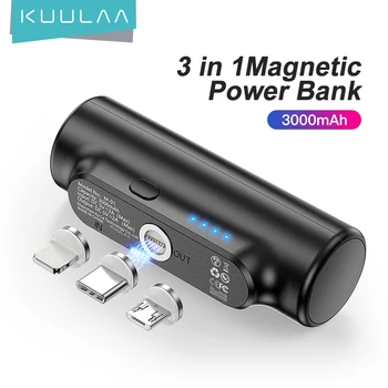 KUULAA Magnetno Moč Banke 3000mAh Mini Magnet Polnilnik PowerBank Za Xiaomi Sili Mobilne Prenosne Magnetne Zunanje Baterije