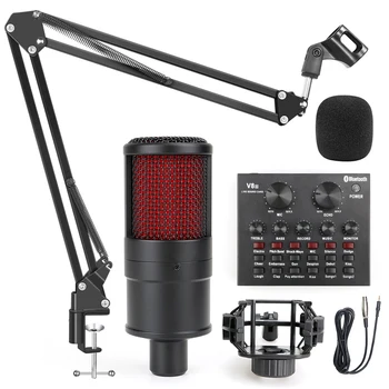 Poklic studio Mikrofon za PC Računalnik Snemanja Domov karaoke Kit Kondenzatorski Mikrofon s Fantomsko Napajanje Voice Changer
