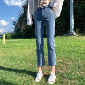 Jeans Za Ženske visoko elastični pas svoboden slim moda Gleženj-Dolžina naravnost hlače Mama vrečasta kavbojke ženske tovora hlače Jeseni leta 2020