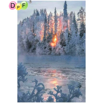 DPF DIY Led in sneg 5D diamond slikarstvo navzkrižno šiv obrti 3D diamond vezenje doma dekor mozaik, poln kvadrat stensko slikarstvo