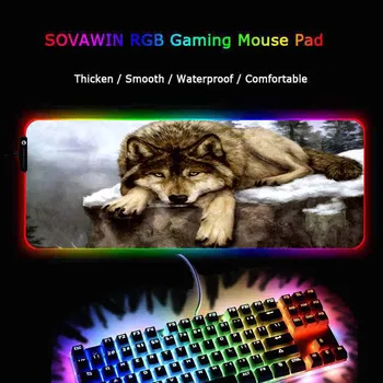 XGZ Volk RGB Gaming Velike Živali Mouse Pad Igralec Led Računalnik Mousepad Big Miško Mat z Ozadja Preproga za Tipkovnico Desk Mat