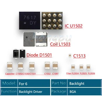 5Set(60pcs) Za iphone 6 Ozadja Kit ic U1502+tuljavo L1503 +diode D1501 +Kondenzator C1530 c1531 C1505 filter FL2024-25 26
