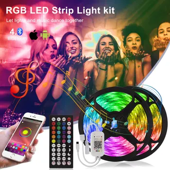 RGB 5050 SMD Bluetooth LED Trak 12V 100ft/30 m 10m 15m Prilagodljiv Trak Diod Trak Niz Luči Festoon tiras luces de led za Ro