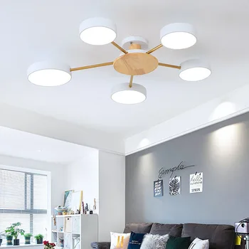Nordijska sodobno minimalistično LED lestenec, spalnica LED stropna svetilka, dnevna soba osebnost soba masivnega lesa plus železa razsvetljava
