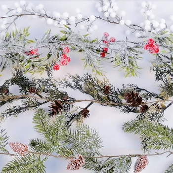 Božični Venec Barries Stožci Umetno Trte, ki Visi Cvetno Listje Garland Božični Okraski za Dom Navidad Natalne 2020