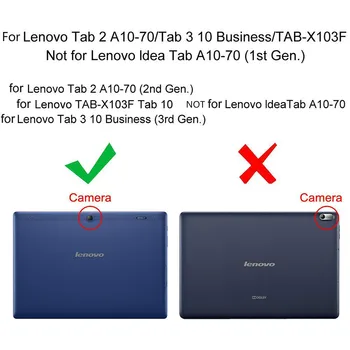 Flip Pu Primeru za Lenovo Tab 2 A10-30 Smart Usnje Stojalo Pokrov za Lenovo Tab 2 A10-70 TB2-X30F TB2-X30L Tablet Funda Capa Primerih