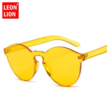 LeonLion 2021 Candy Barve Cateye Sončna Očala Ženske Krog Blagovne Znamke Oblikovalec Stekla Moških Okvir Sončna Očala Letnik Oculos De Sol