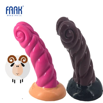 FAAK živali vibrator iz silikona, ovce rog oblika krivljenega analni čep s sesalno pokal g-spot spodbujanje sex igrače za ženske človek 2018 nova
