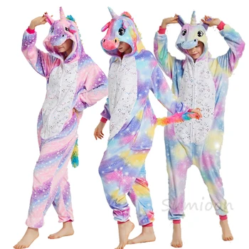 Nove Živali Samorog Pižamo Odrasle Zimske Sleepwear Kigurumi Licorne Panda Unicornio Pižame Ženske Onesie Anime Noša Jumpsuit