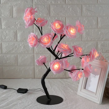 Bonsaj Drevo Drevo Svetlobe LED Cvet Vrtnice Lahka, Nastavljiva Podružnice za Sobno Dekoracijo in Darilo FPing