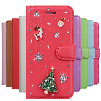 Božič Flip Usnjena torbica Za Xiaomi Xiaomi POCO A3 X3 Opomba 10 lite Redmi 9A 9C 8A 6A Opomba 5 7 8 9 Pro 8T 9S Knjiga denarnice Pokrov