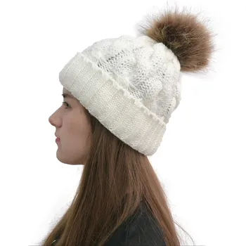 Pletene beanie zimske kape za ženske muts bonnet femme hiver s pompom trdna moda d91029