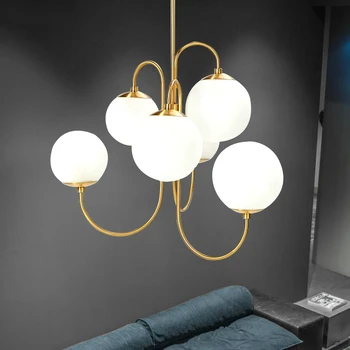 Post-moderno stekleno kroglo LED lestenec hotel dnevni sobi, luči, spalnica visi svetilka restavracija, kavarna študija lestenec razsvetljavo