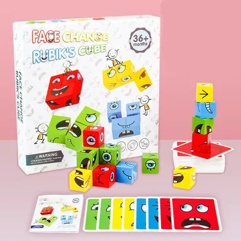 Lesenim Uganke Izgradnjo Kocke Igrača Izobraževalne Igrače za Otroke Starosti 3 Leta in Gor,Face-Spreminjanje Kocka gradniki