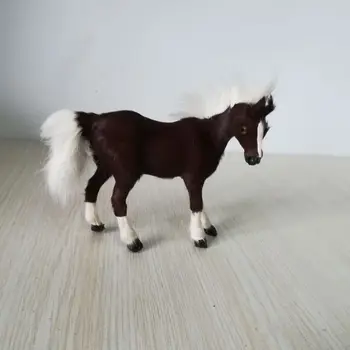 Mala simulacije konj igrače, plastične&krzno rjava konja model lutka darilo o 12x11cm