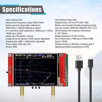 3G Vektorski Analizator Omrežja Za 2,8 Palčni Dotika Zaslona S-A-A-2 NanoVNA V2 Antena Analyzer Kratkotalasni HF VHF UHF 50KHz~3GHz