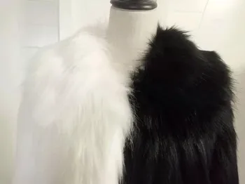 Zimske moške punk rock krzno plašč hooded dolgo jakno črno bel mozaik specializiranimi za umetno krzno suknji moških nočni klub DJ pevka fazi kostum