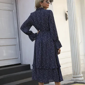 2021 bowknot črno modra cvetlični šifon long sleeve vintage seksi zaraing-slog za leto 2020 ženske sheining vadiming ženski stranka obleko