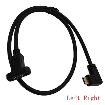 USB-C Tip-C moški-ženska razširitev podatkovnega kabla 90 stopinj pod pravim kotom, pozlačeni s plošča vgradna globina luknje 10Gbps
